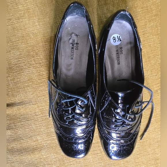 ROS HOMMERSON Womens 8.5 Leather Oxford Shoes Black - Picture 2 of 5